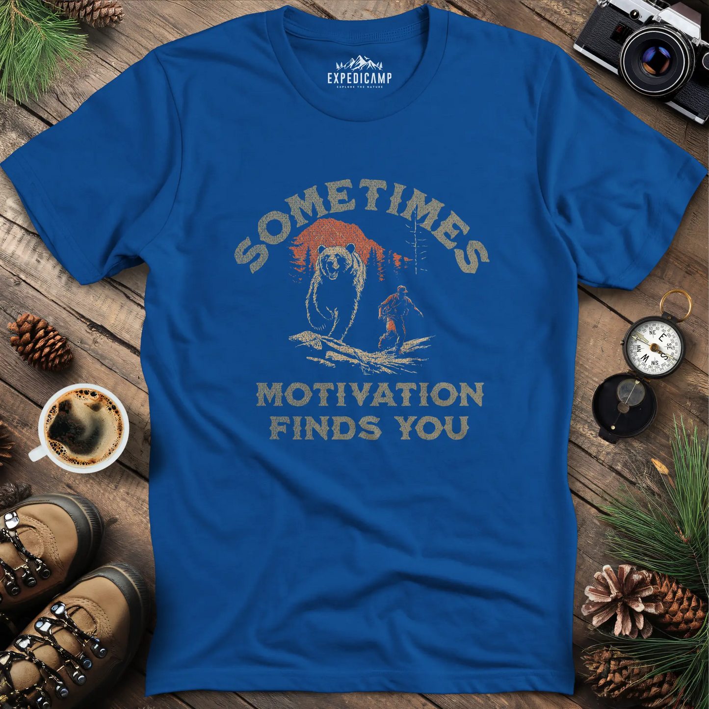 Sometimes Motivation Finds You - Running Bear T-Shirt