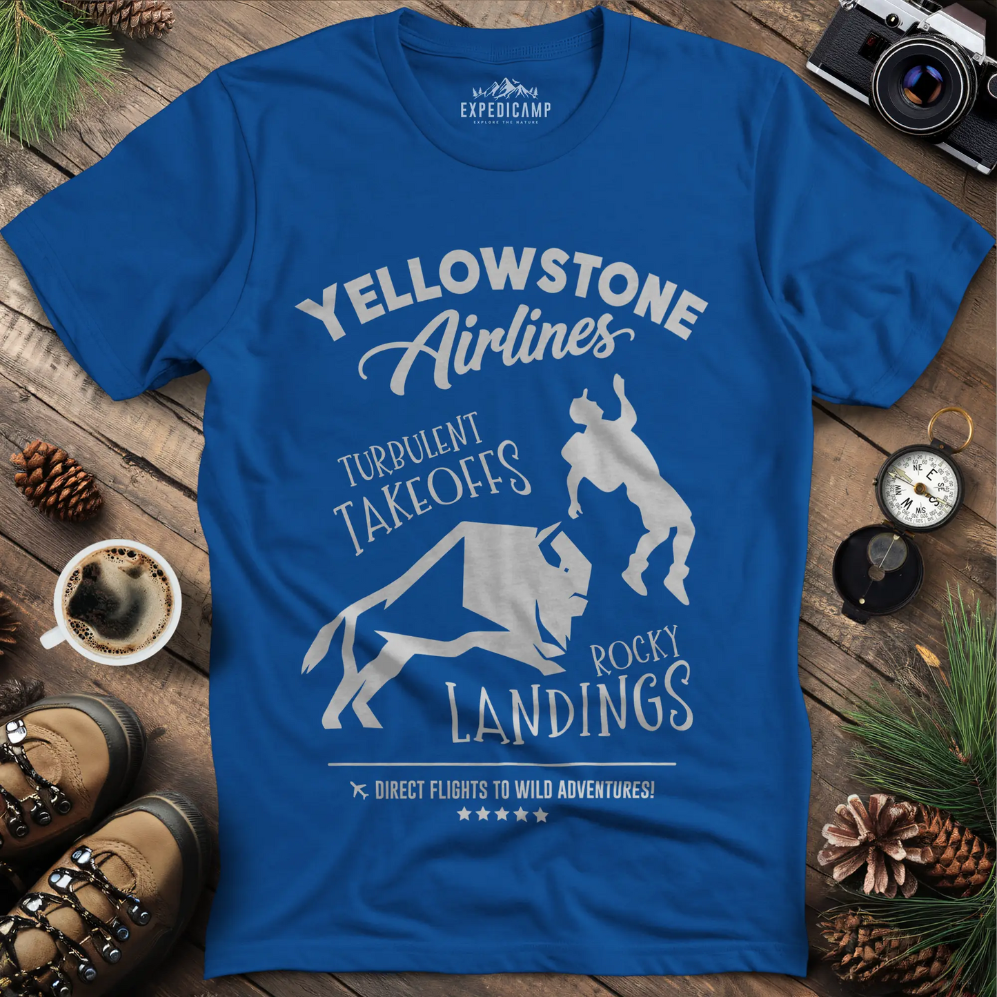 Yellowstone Airlines T-Shirt - Turbulent Takeoffs & Rocky Landings