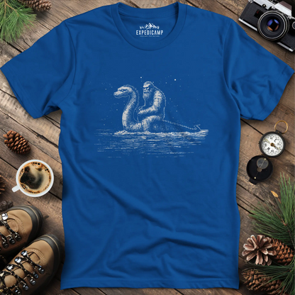 Bigfoot Riding Loch Ness Monster T-Shirt