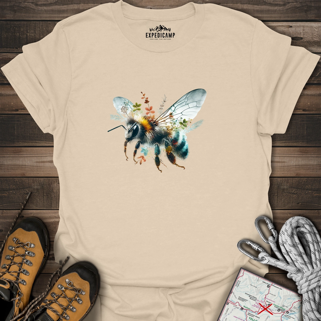 Double Exposure Bee Flowers T-Shirt