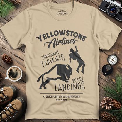 Yellowstone Airlines T-Shirt - Turbulent Takeoffs & Rocky Landings