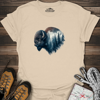 Double Exposure Bison T-Shirt