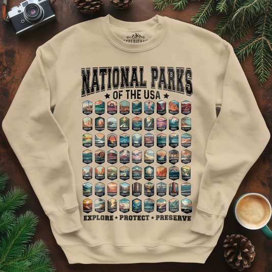 63 National Parks of the USA Sweatshirt | Explore, Protect, Preserve