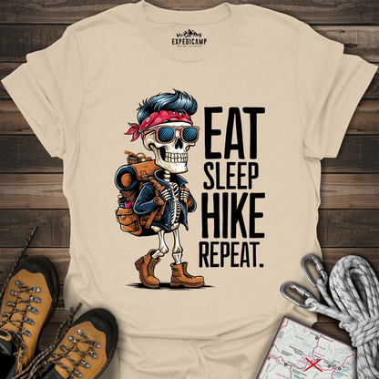 Eat Sleep Hike Repeat Skeleton T-Shirt