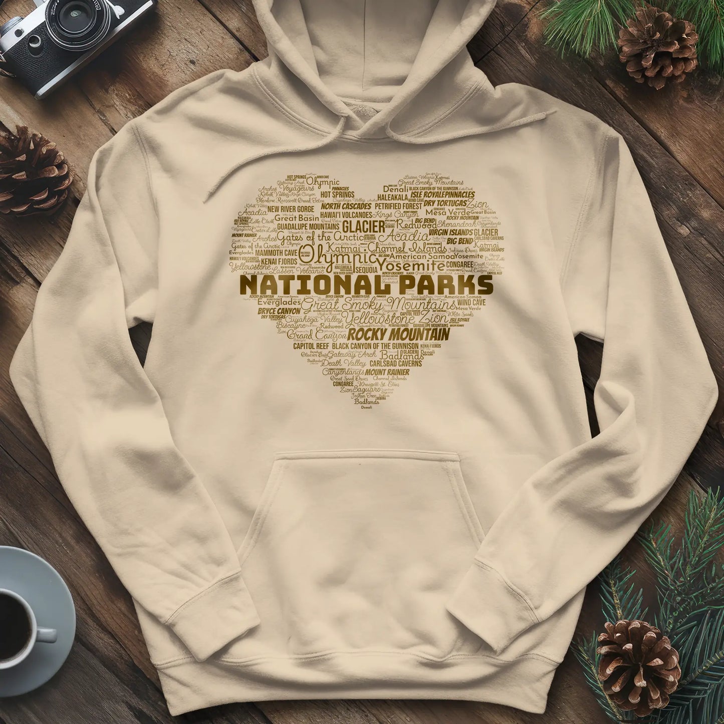 National Parks Word Art Heart Hoodie