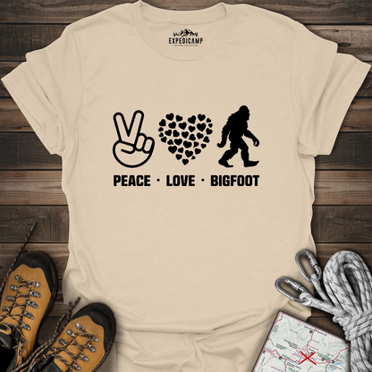 Peace Love Bigfoot T-Shirt