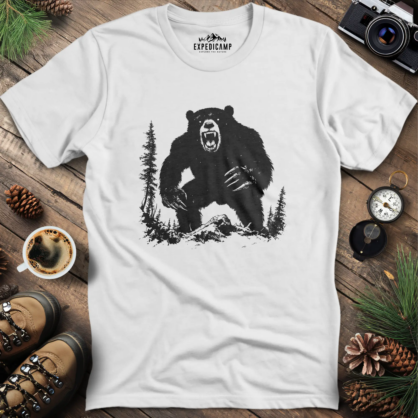 Roaring Grizzly Bear T-Shirt – Fierce Wilderness Predator Design