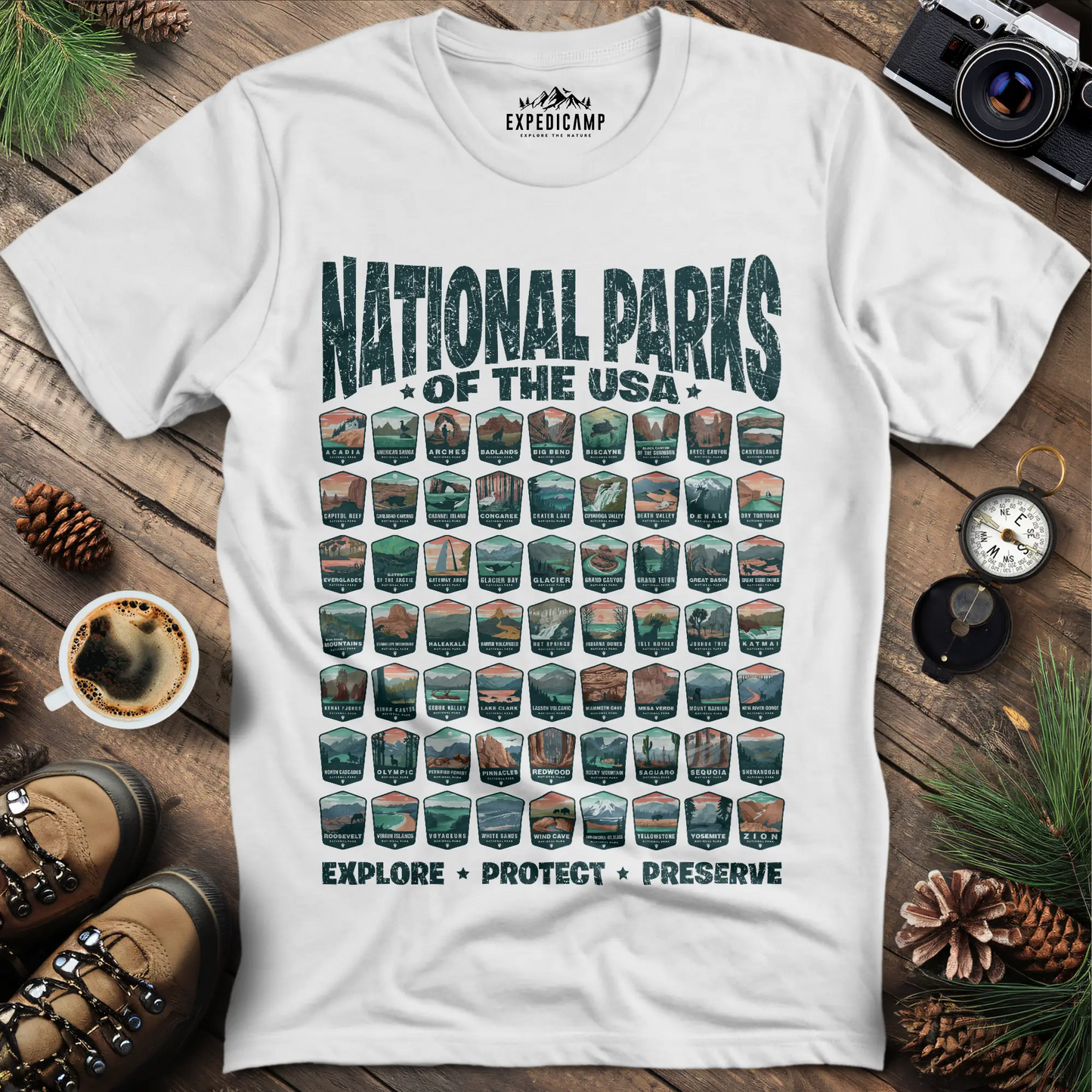 Explore All 63 National Parks of the USA T-Shirt