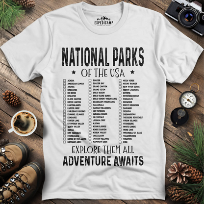 National Parks of the USA Checklist T-Shirt