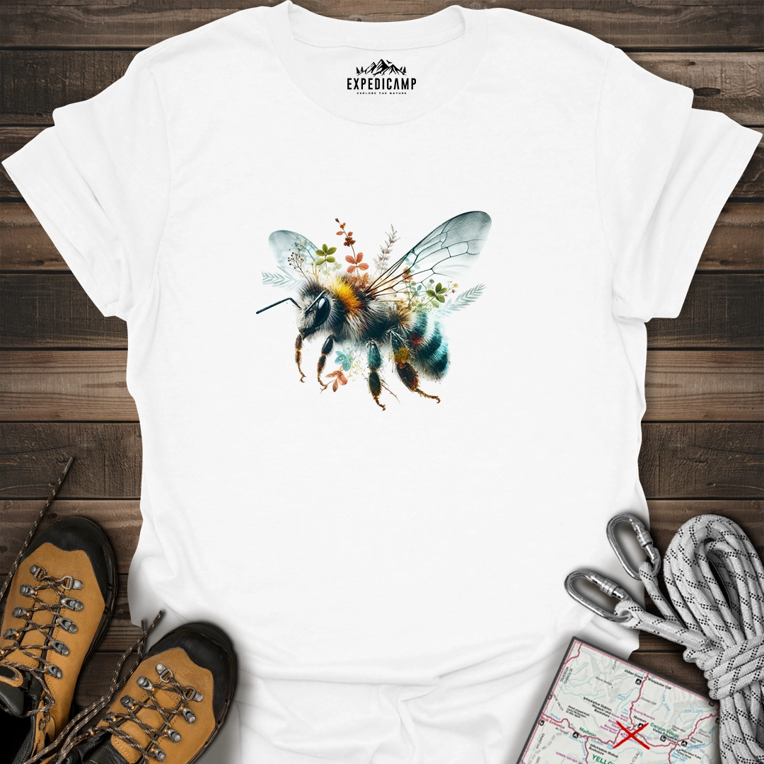 Double Exposure Bee Flowers T-Shirt