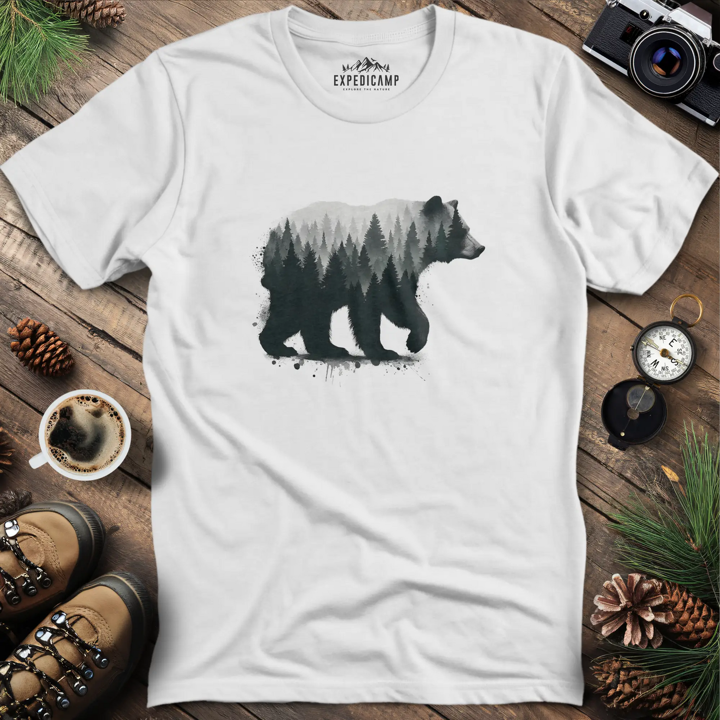 Double Exposure Bear Forest T-Shirt