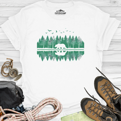 Forest Bear Trees Mirror View T-Shirt