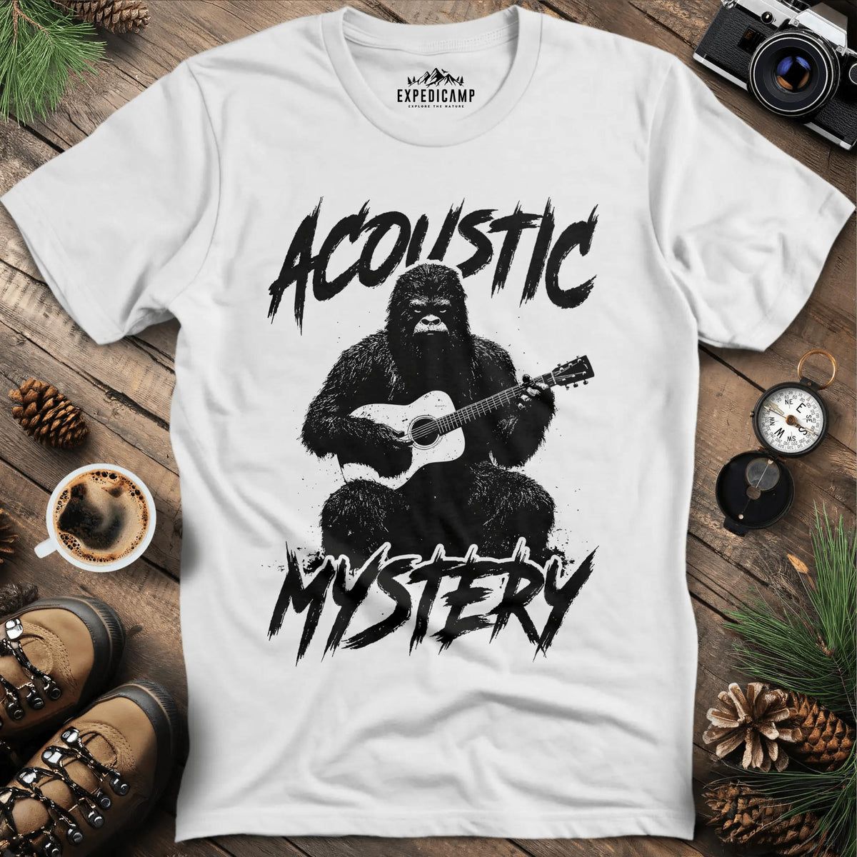 Acoustic Mystery Music Bigfoot – White – Outdoor apparel for travel, hiking, camping, and nature lovers – ExpediCamp