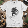 Adventurous Bear Hiking T-Shirt – White – Outdoor apparel for travel, hiking, camping, and nature lovers – ExpediCamp