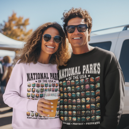 63 National Parks of the USA Sweatshirt | Explore, Protect, Preserve