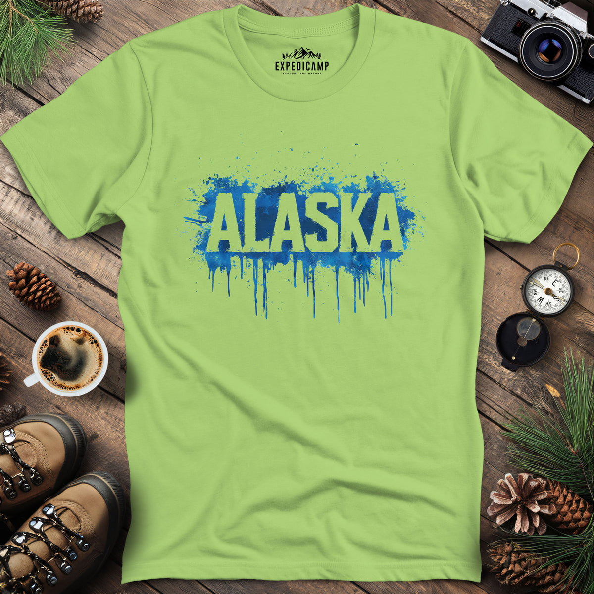 Alaska Travel Adventure T-Shirt – Kiwi – Outdoor apparel for travel, hiking, camping, and nature lovers – ExpediCamp
