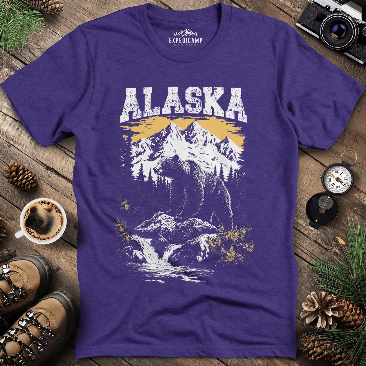 Alaska Grizzly Bear T-Shirt – Heather Purple – Outdoor apparel for travel, hiking, camping, and nature lovers – ExpediCamp