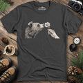 Bear and Daisy T-Shirt – Dark Heather – Outdoor apparel for travel, hiking, camping, and nature lovers – ExpediCamp