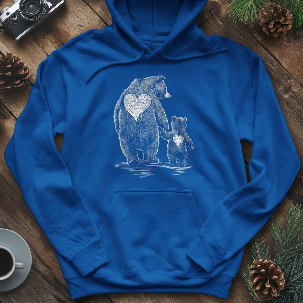 Bear Family Love Hoodie – Royal – Outdoor apparel for travel, hiking, camping, and nature lovers – ExpediCamp