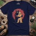 Bear Hugging Bigfoot T-Shirt – Unlikely Wilderness Friendship – Navy – Outdoor apparel for travel, hiking, camping, and nature lovers – ExpediCamp
