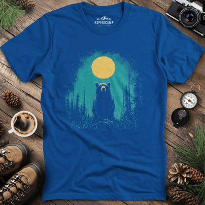 Bear Under the Moon T-Shirt – Mysterious Wilderness Design – Royal – Outdoor apparel for travel, hiking, camping, and nature lovers – ExpediCamp