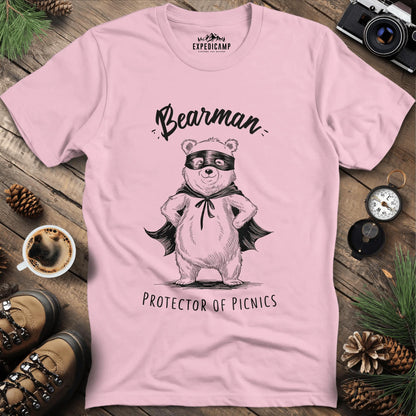 Bearman Protector of Picnics T-Shirt – Light Pink – Outdoor apparel for travel, hiking, camping, and nature lovers – ExpediCamp