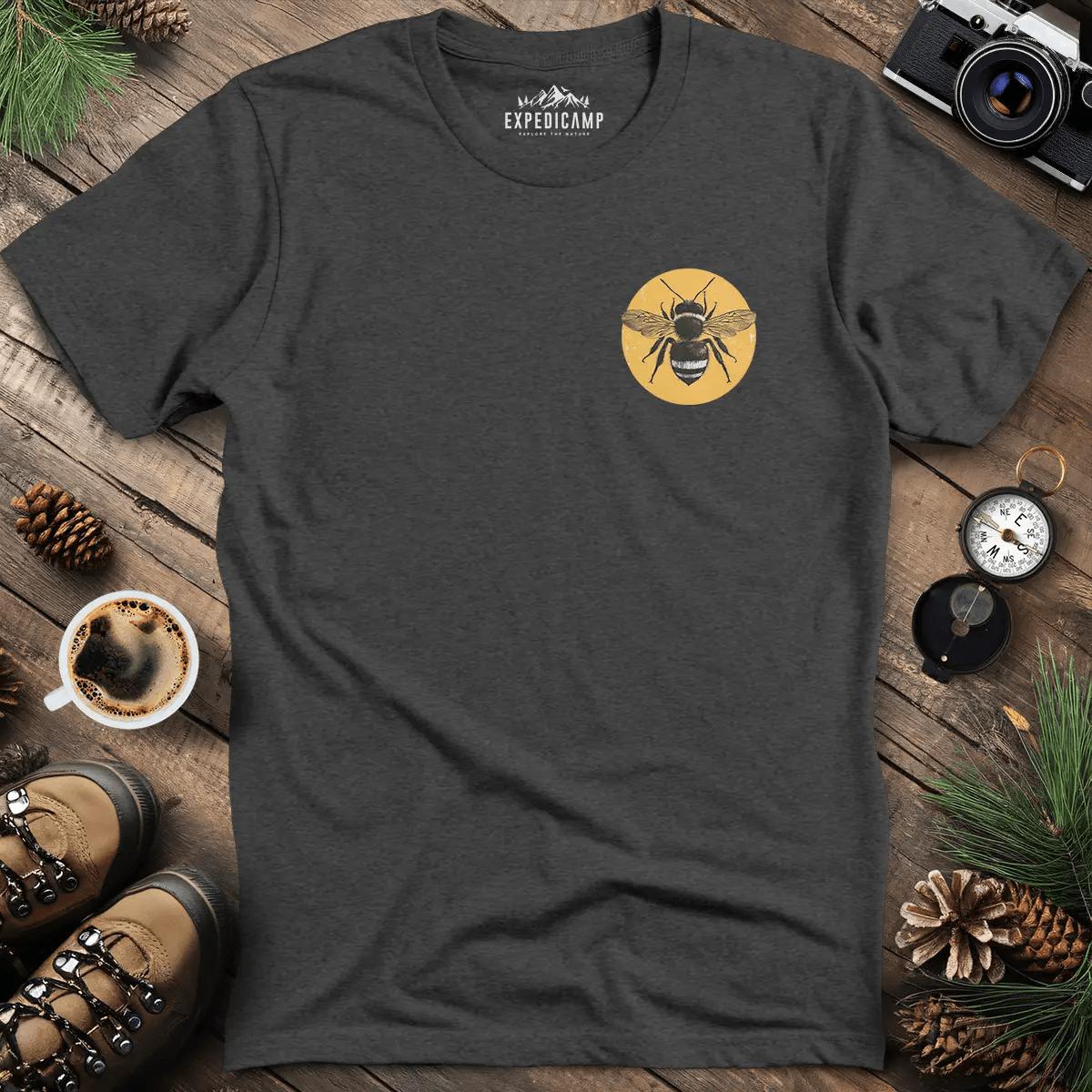 Bee Kind Nature-Inspired Graphic T-Shirt – Dark Heather – Outdoor apparel for travel, hiking, camping, and nature lovers – ExpediCamp