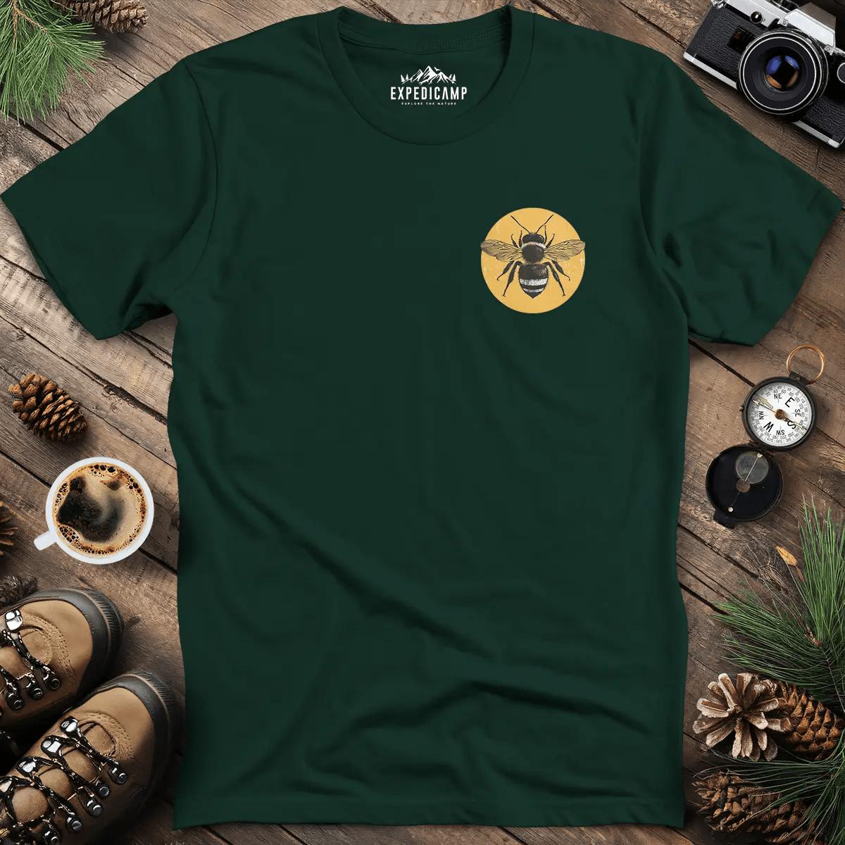 Bee Kind Nature-Inspired Graphic T-Shirt – Forest Green – Outdoor apparel for travel, hiking, camping, and nature lovers – ExpediCamp