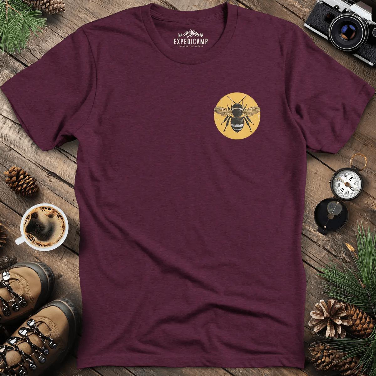 Bee Kind Nature-Inspired Graphic T-Shirt – Heather Maroon – Outdoor apparel for travel, hiking, camping, and nature lovers – ExpediCamp