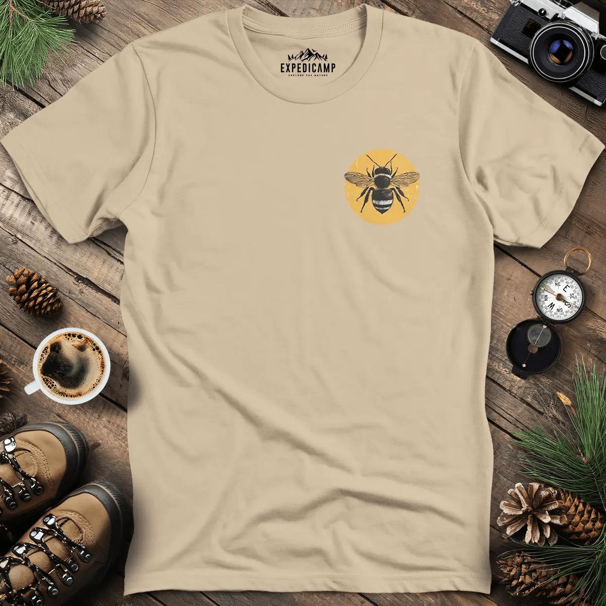 Bee Kind Nature-Inspired Graphic T-Shirt – Sand – Outdoor apparel for travel, hiking, camping, and nature lovers – ExpediCamp