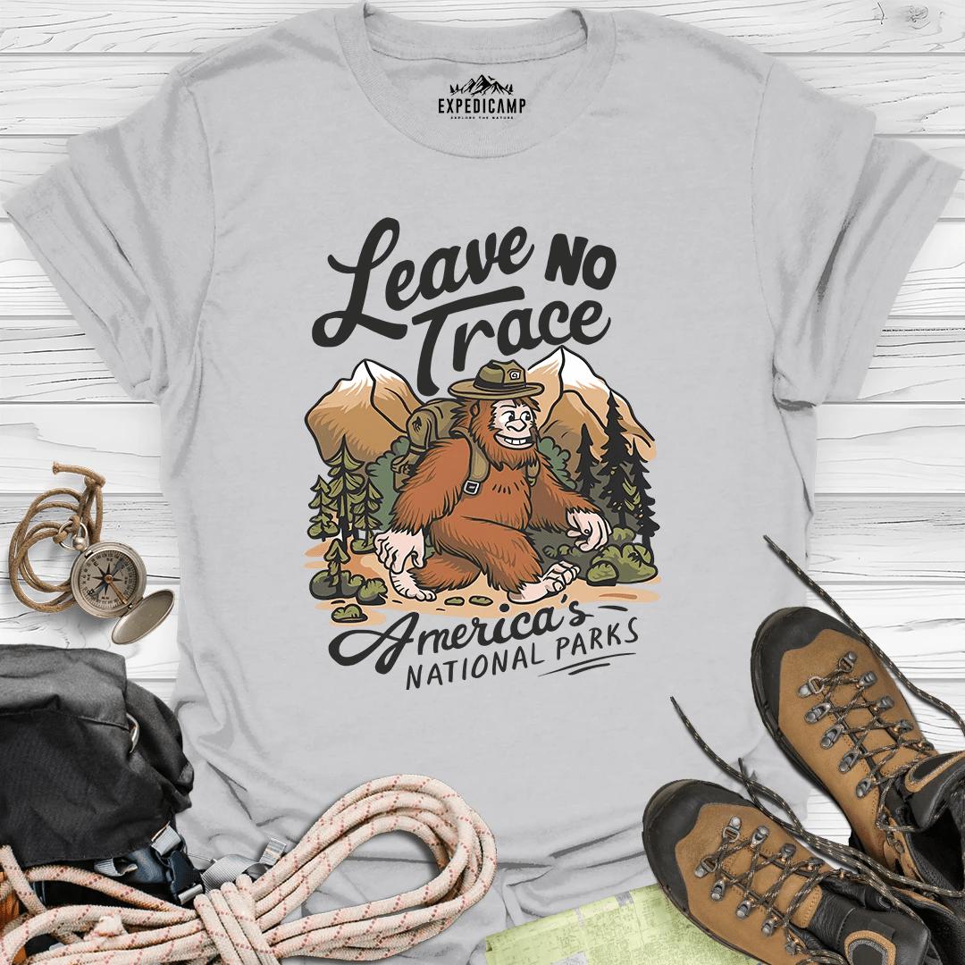 Bigfoot Leave No Trace America's National Parks T-Shirt – Ice Grey – Outdoor apparel for travel, hiking, camping, and nature lovers – ExpediCamp