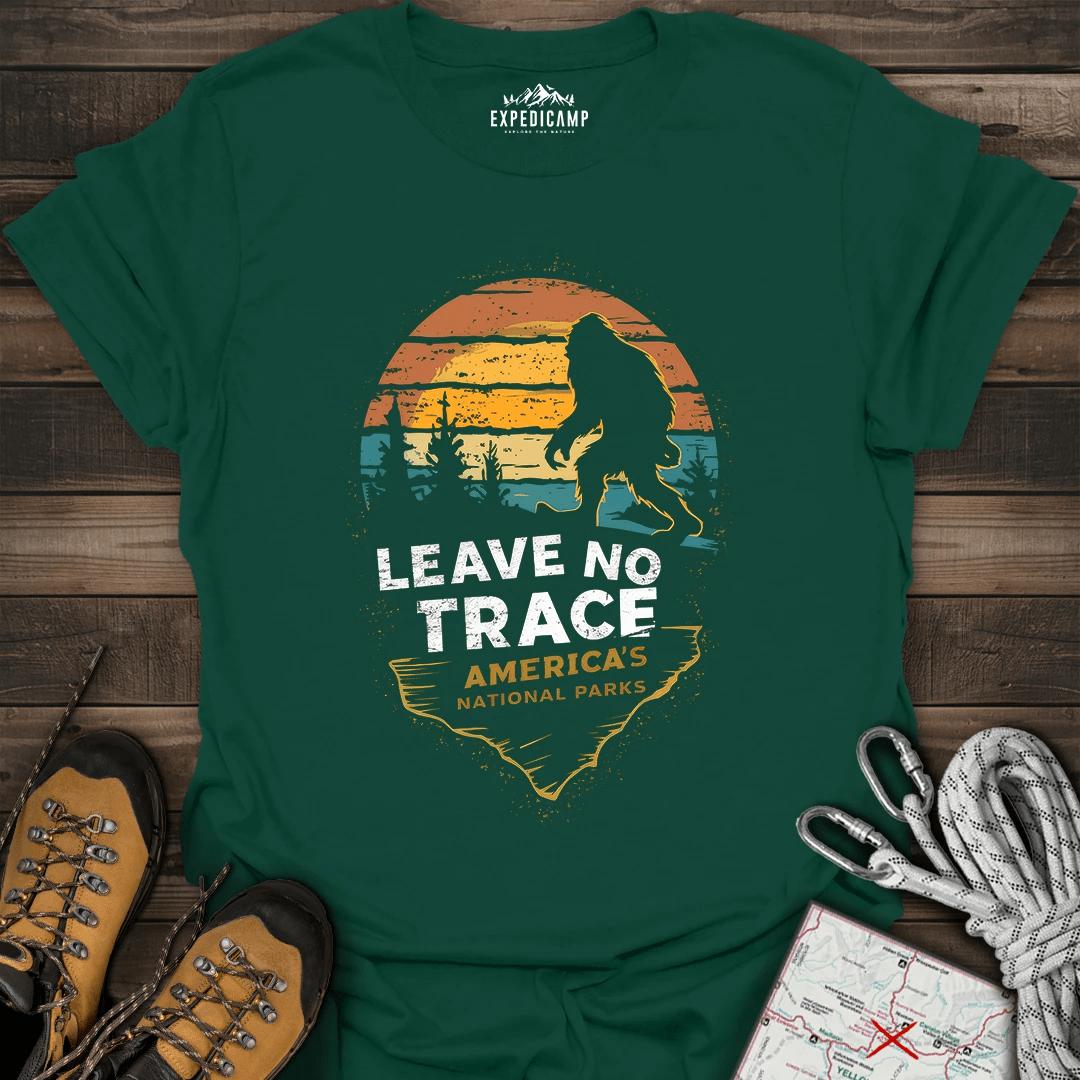 Bigfoot Leave No Trace America's National Parks T-Shirt – Forest Green – Outdoor apparel for travel, hiking, camping, and nature lovers – ExpediCamp