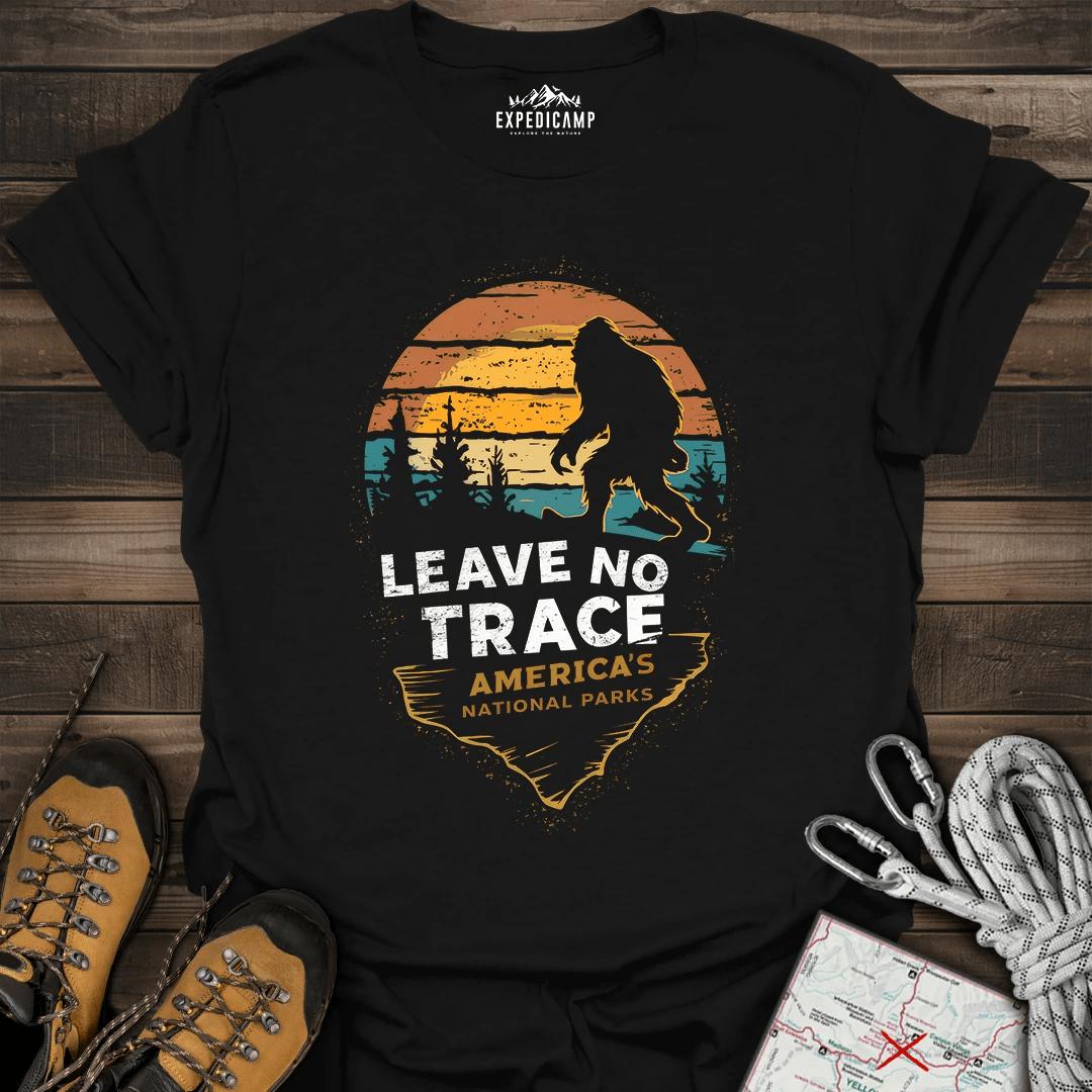 Bigfoot Leave No Trace America's National Parks T-Shirt – Black – Outdoor apparel for travel, hiking, camping, and nature lovers – ExpediCamp