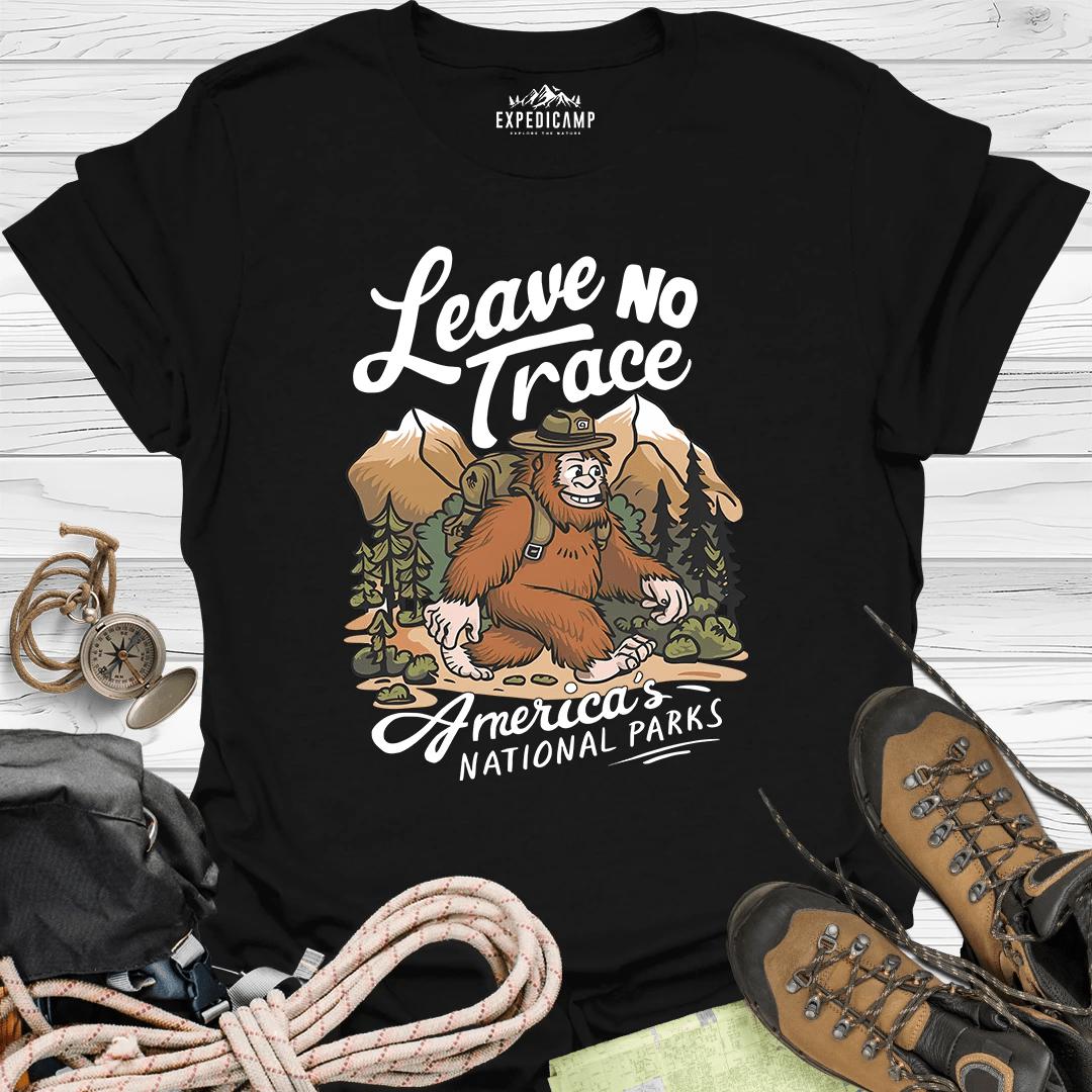 Bigfoot Leave No Trace America's National Parks T-Shirt – Black – Outdoor apparel for travel, hiking, camping, and nature lovers – ExpediCamp