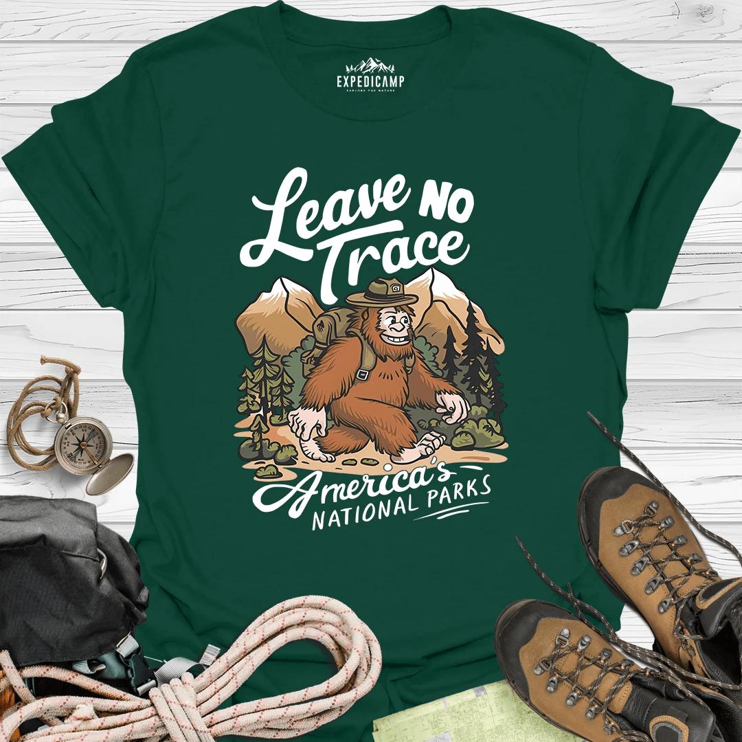 Bigfoot Leave No Trace America's National Parks T-Shirt – Forest Green – Outdoor apparel for travel, hiking, camping, and nature lovers – ExpediCamp