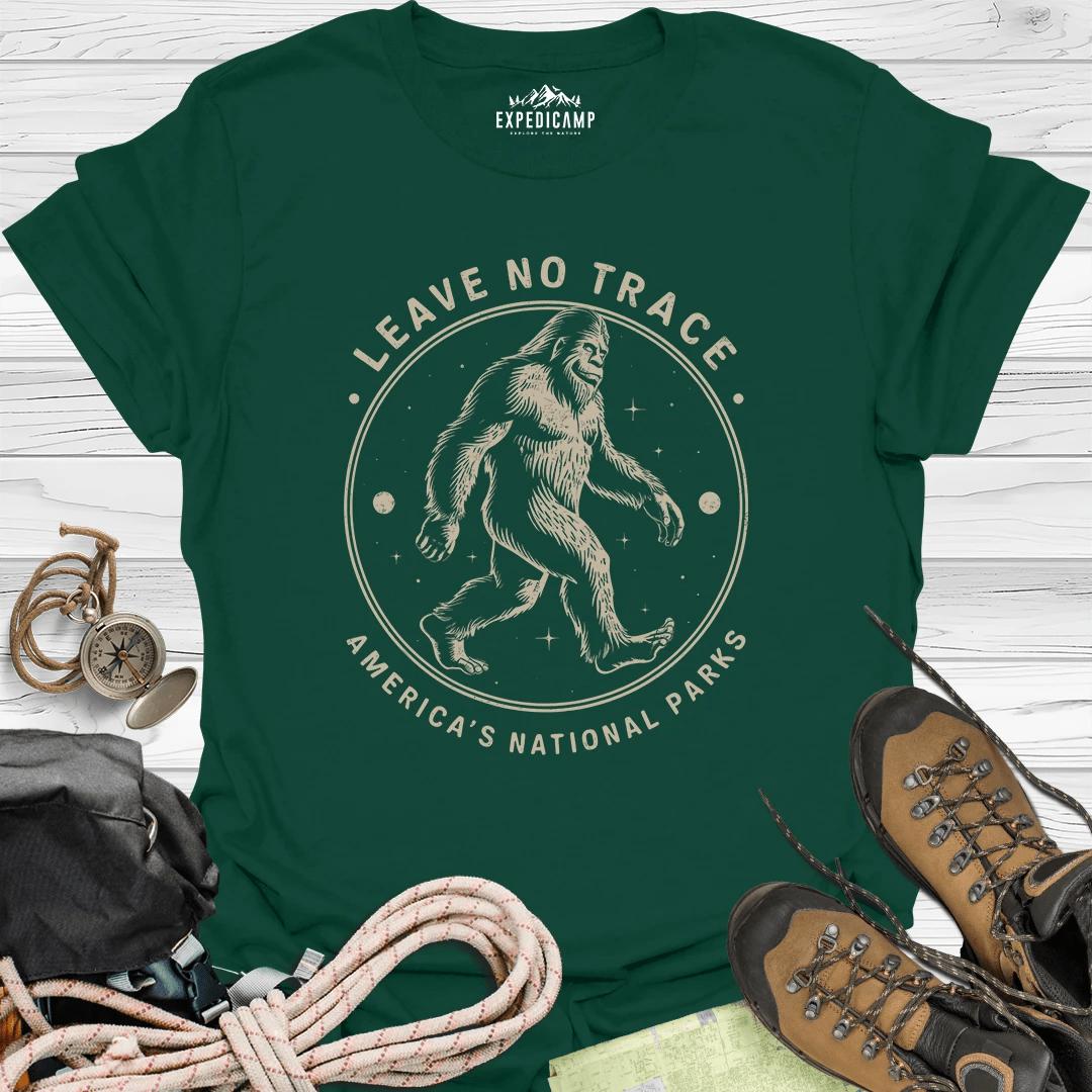 Bigfoot Leave No Trace America's National Parks T-Shirt – Forest Green – Outdoor apparel for travel, hiking, camping, and nature lovers – ExpediCamp