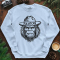 Bigfoot Sasquatch Silhouette Ranger Sweatshirt – Light Blue – Outdoor apparel for travel, hiking, camping, and nature lovers – ExpediCamp
