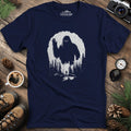 Bigfoot T-Shirt – Mysterious Adventure in the Wild Tee – Navy – Outdoor apparel for travel, hiking, camping, and nature lovers – ExpediCamp