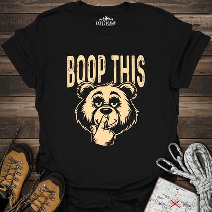 Boop This Bear T-Shirt – Fun and Playful Hiking Design – Black – Outdoor apparel for travel, hiking, camping, and nature lovers – ExpediCamp