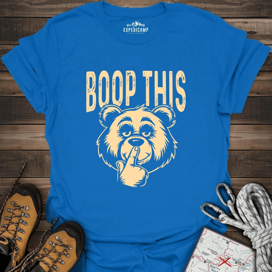 Boop This Bear T-Shirt – Fun and Playful Hiking Design – Royal – Outdoor apparel for travel, hiking, camping, and nature lovers – ExpediCamp