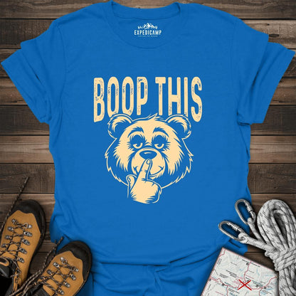 Boop This Bear T-Shirt – Fun and Playful Hiking Design – Royal – Outdoor apparel for travel, hiking, camping, and nature lovers – ExpediCamp