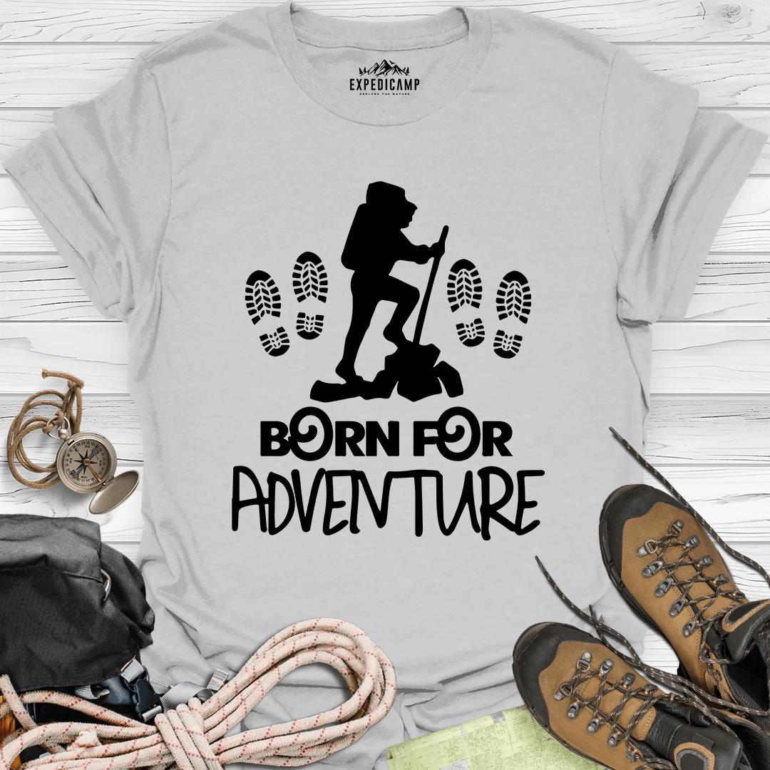 Born For Adventure T-Shirt – Ice Grey – Outdoor apparel for travel, hiking, camping, and nature lovers – ExpediCamp