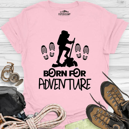 Born For Adventure T-Shirt – Light Pink – Outdoor apparel for travel, hiking, camping, and nature lovers – ExpediCamp