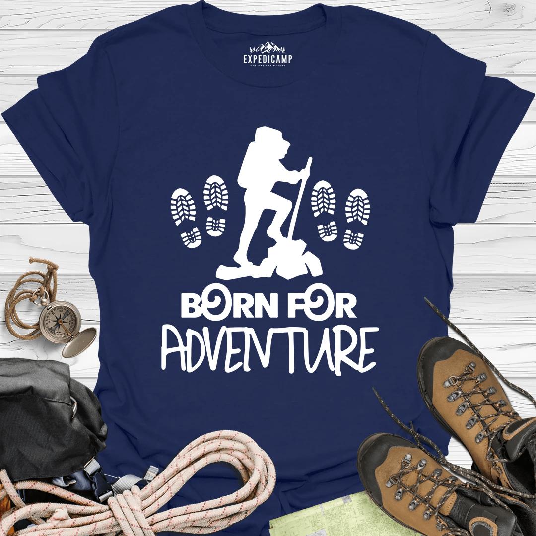 Born For Adventure T-Shirt – Navy – Outdoor apparel for travel, hiking, camping, and nature lovers – ExpediCamp