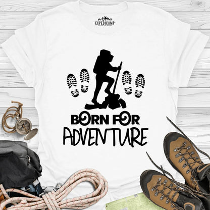 Born For Adventure T-Shirt – White – Outdoor apparel for travel, hiking, camping, and nature lovers – ExpediCamp