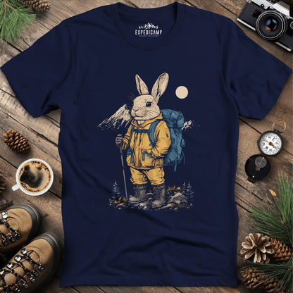 Bunny in the Mountains T-Shirt – Cute Wilderness Companion – Navy – Outdoor apparel for travel, hiking, camping, and nature lovers – ExpediCamp