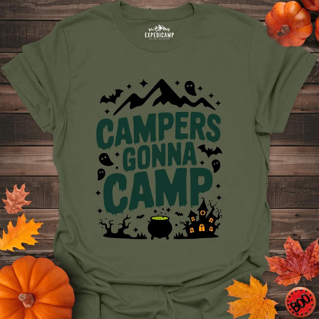 Campers Gonna Camp T-Shirt – Military Green – Outdoor apparel for travel, hiking, camping, and nature lovers – ExpediCamp