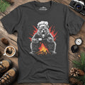 Campfire Chef Bear T-Shirt – Dark Heather – Outdoor apparel for travel, hiking, camping, and nature lovers – ExpediCamp