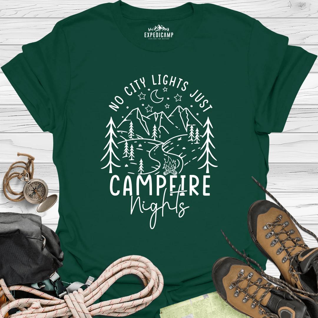 Campfire Nights T-Shirt – Forest Green – Outdoor apparel for travel, hiking, camping, and nature lovers – ExpediCamp