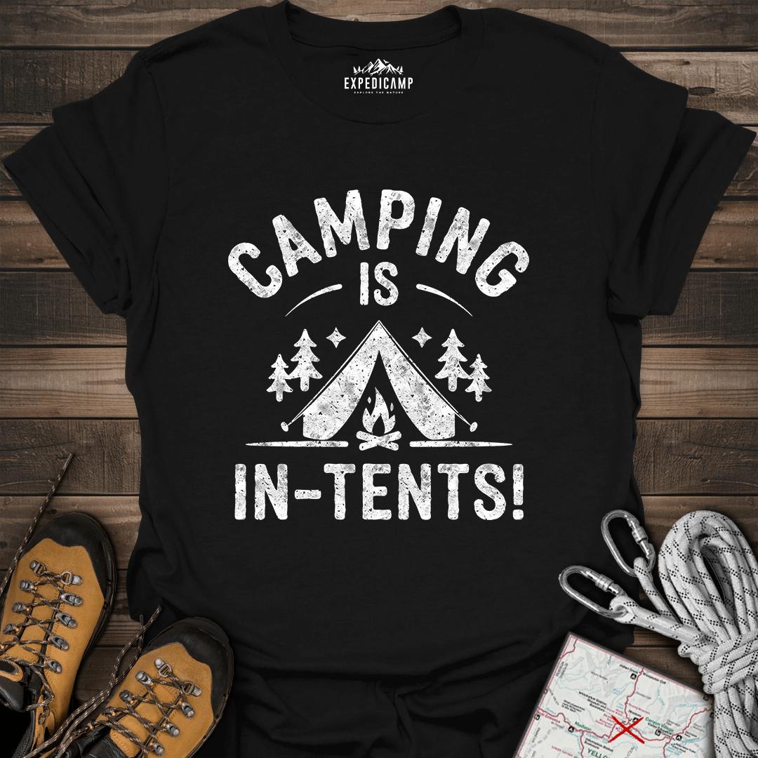 Camping Is In-Tens T-Shirt – Black – Outdoor apparel for travel, hiking, camping, and nature lovers – ExpediCamp